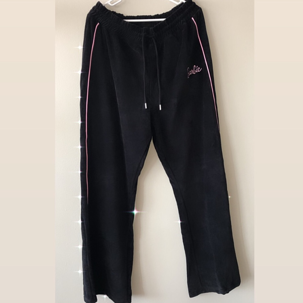 Boohoo X Barbie velvet pants.